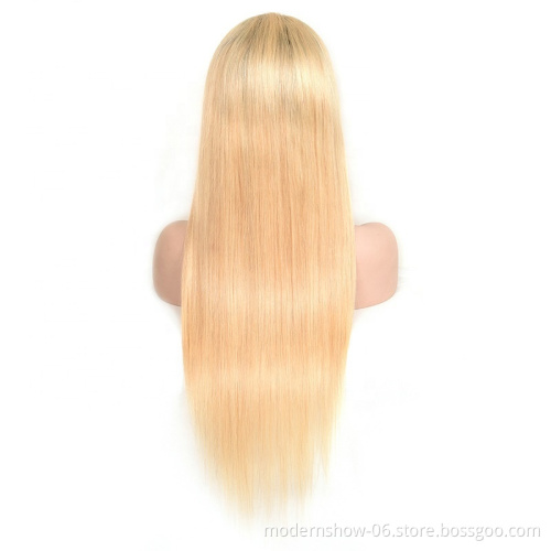 Ombre color 1B 613 blonde straight lace frontal wig with baby hair,virgin hair lace front wigs